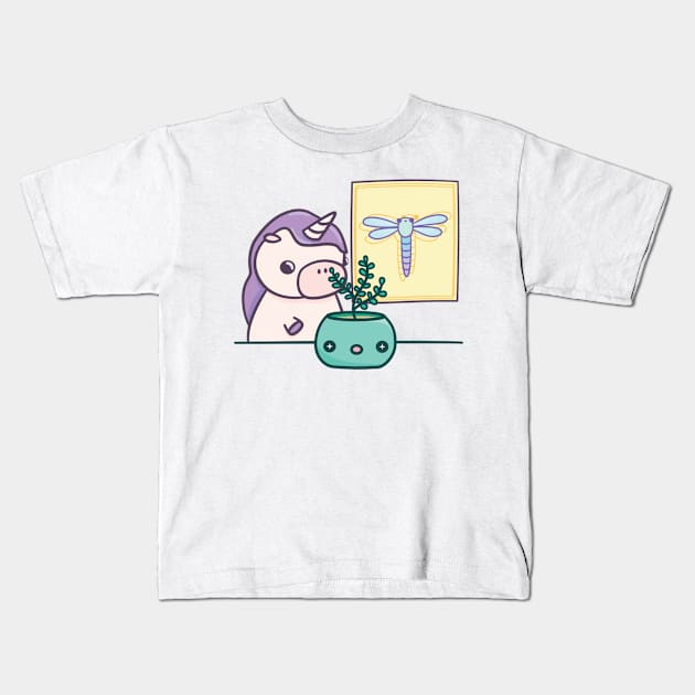 Unicorn plant lover Kids T-Shirt by mohu